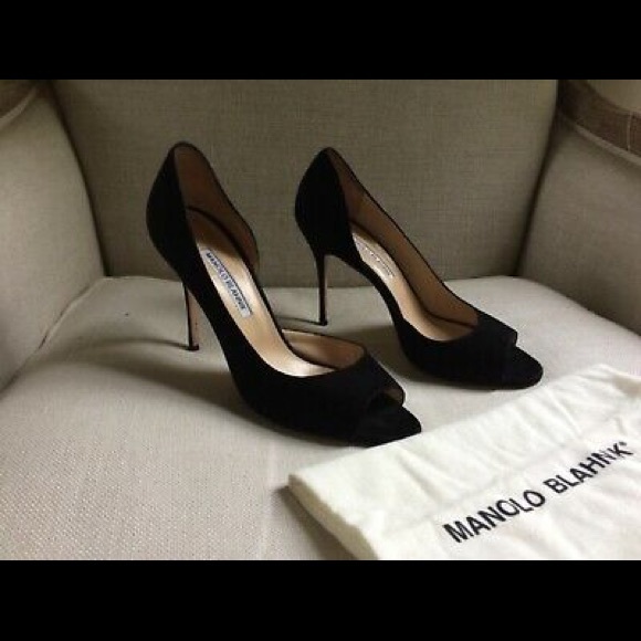Manolo Blahnik Pumps D’Orsay Black Suede Stretsy - Picture 2 of 8